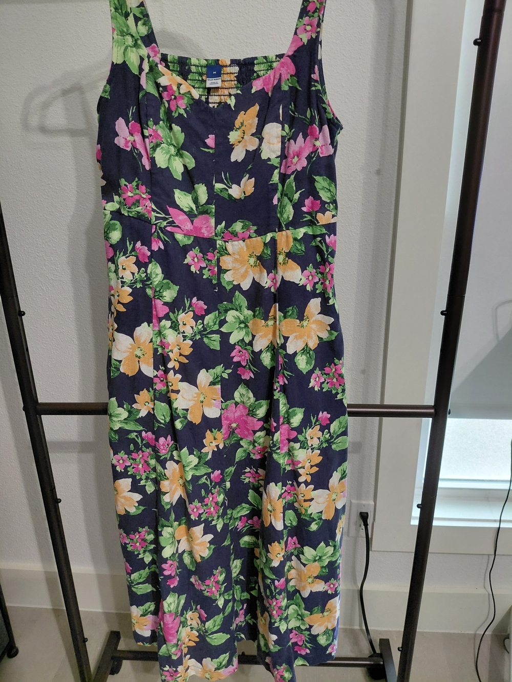 Old Navy Navy Floral Skirt with Yellow, Pink and Green Flowers